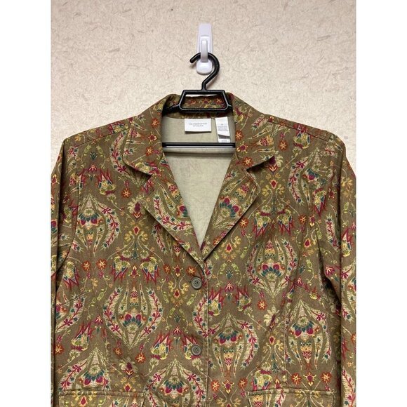 Liz Claiborne Woman Paisley Brown Jacket Blazer Career Women's Size 2X - Picture 3 of 11